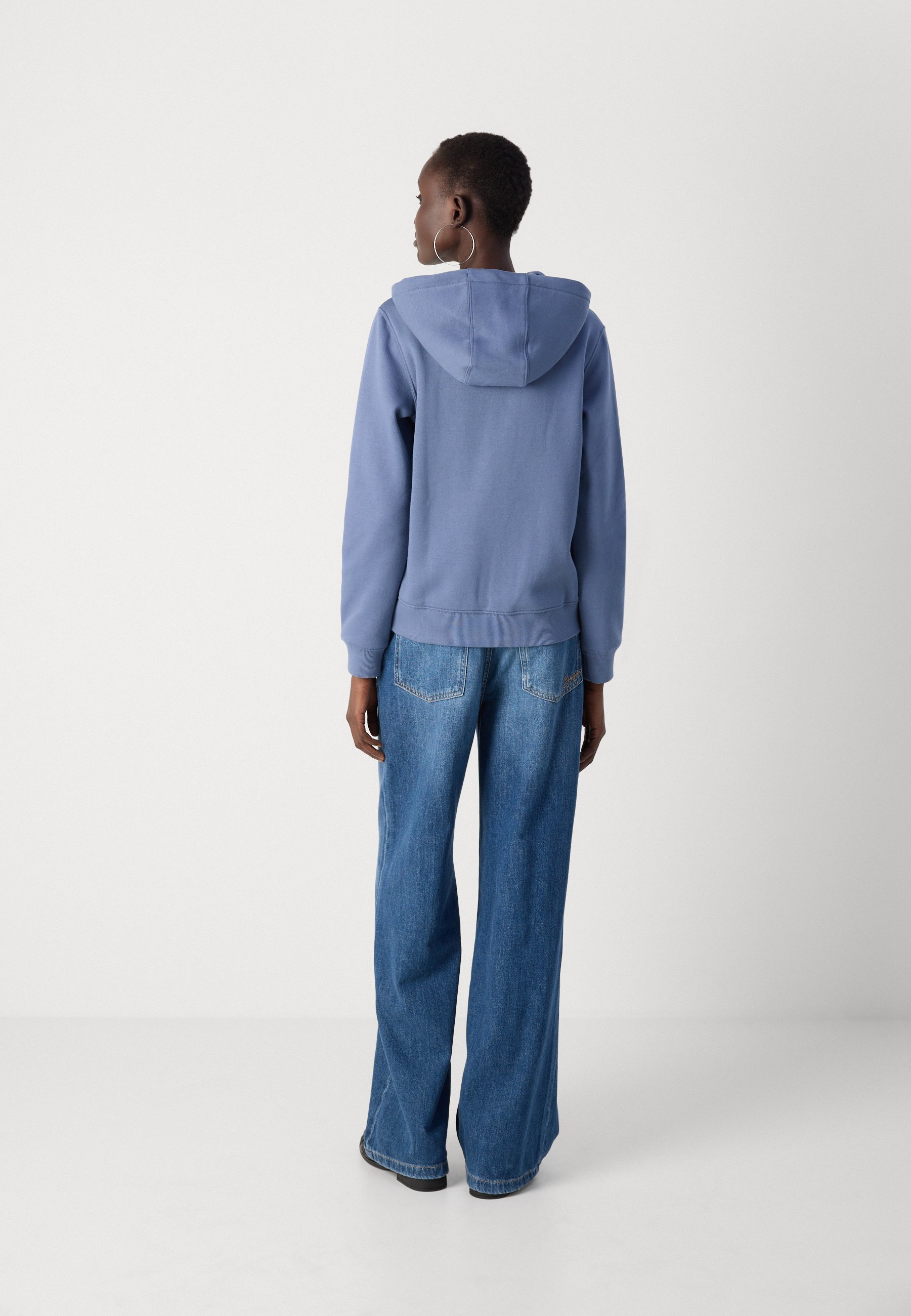 Felpa Tommy Jeans FLAG ZIP - con zip - blue moment