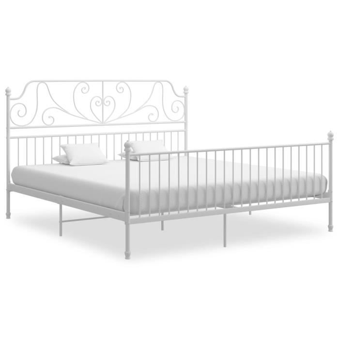 Luxus* 7172 NUEVO 200 x 200 cm Kingsize y 2 personas - Cama doble única Estructura de cama de metal blanco 200x200 cm FR 206 x 204 x 124 cm