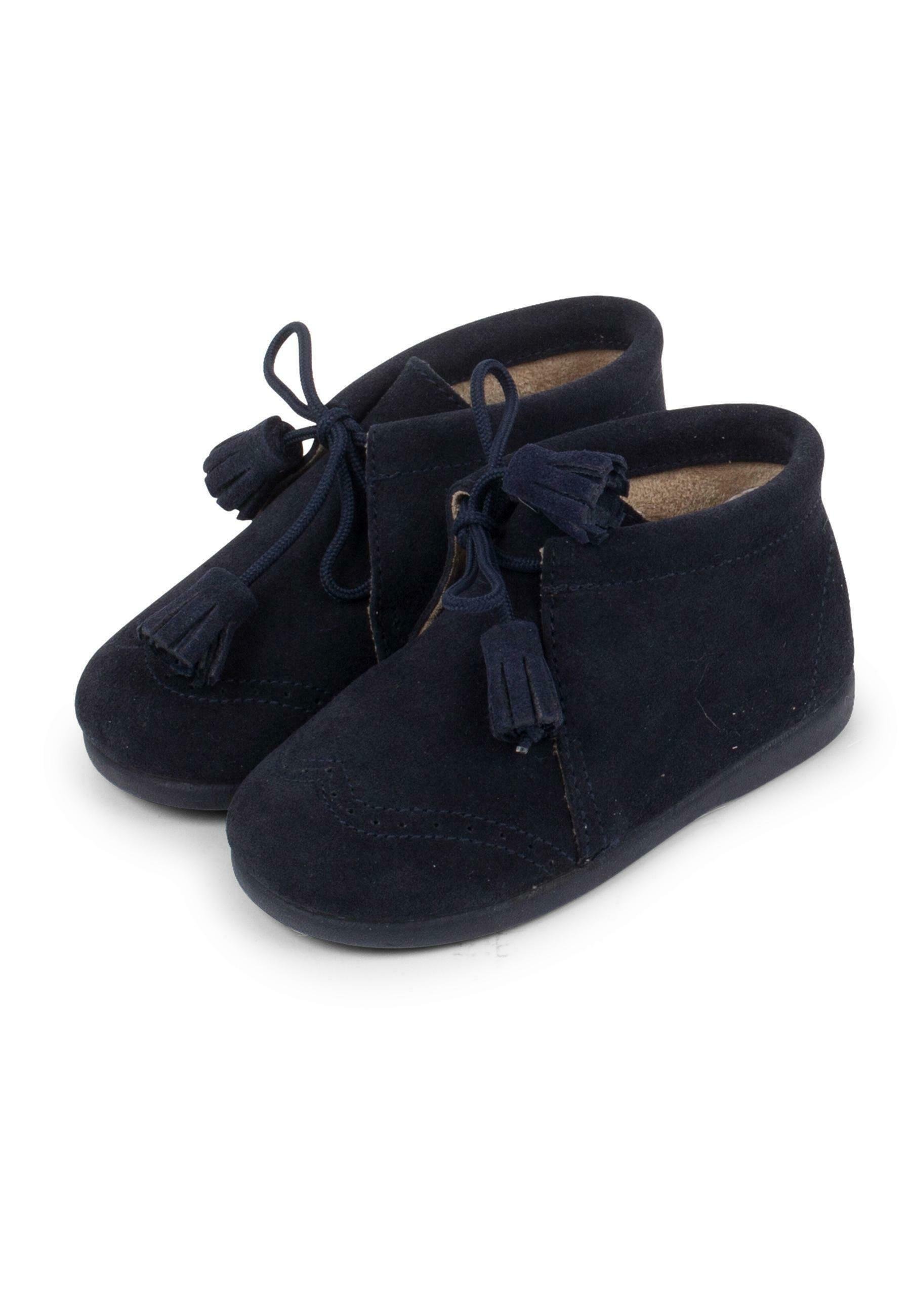 Stivaletto Pisamonas in camoscio traforato con nappine - Scarpine per neonati - blu navy