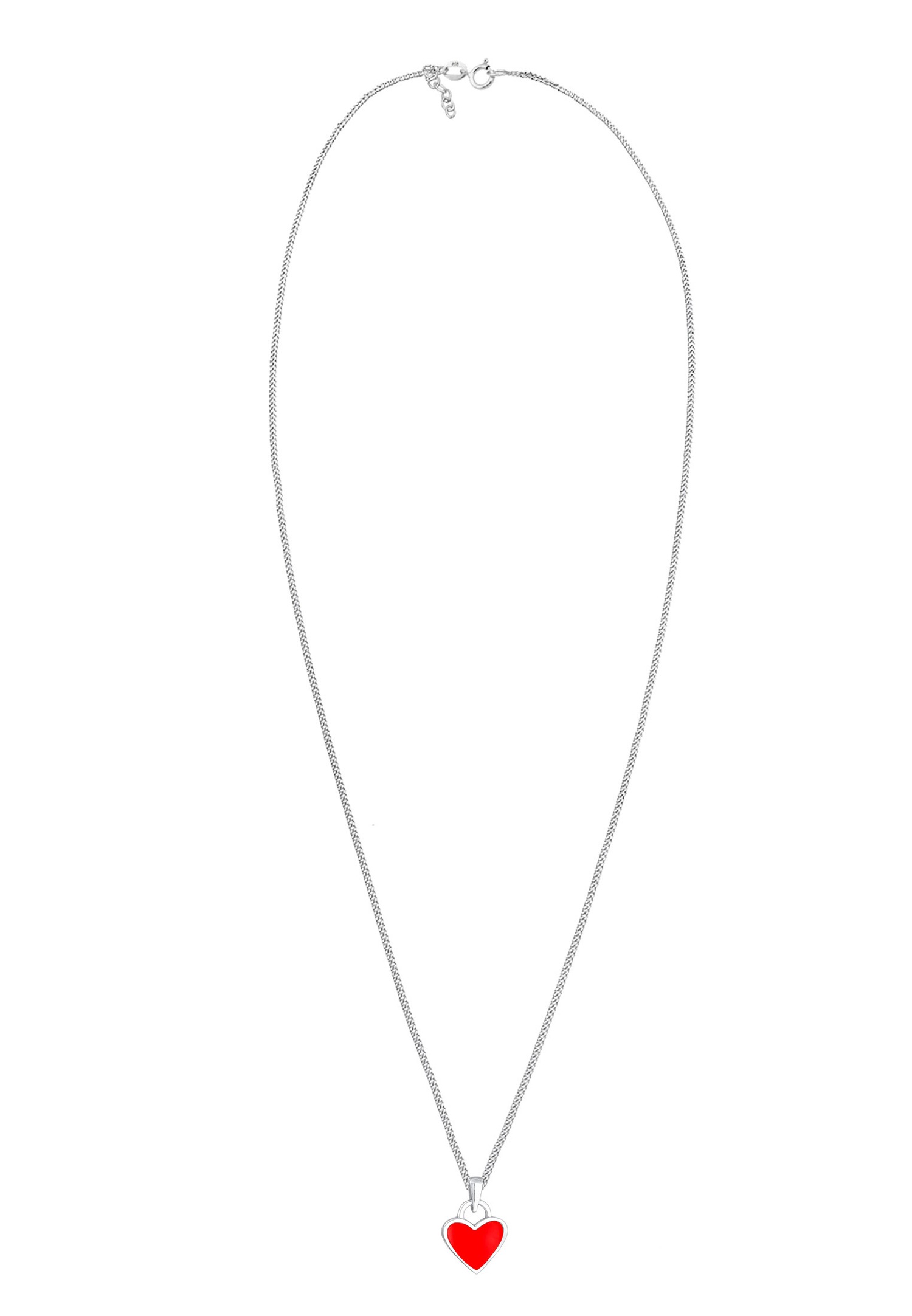 Elli Enfants Pendentif Cœur Mignon avec Émail rouge en Argent Sterling 925