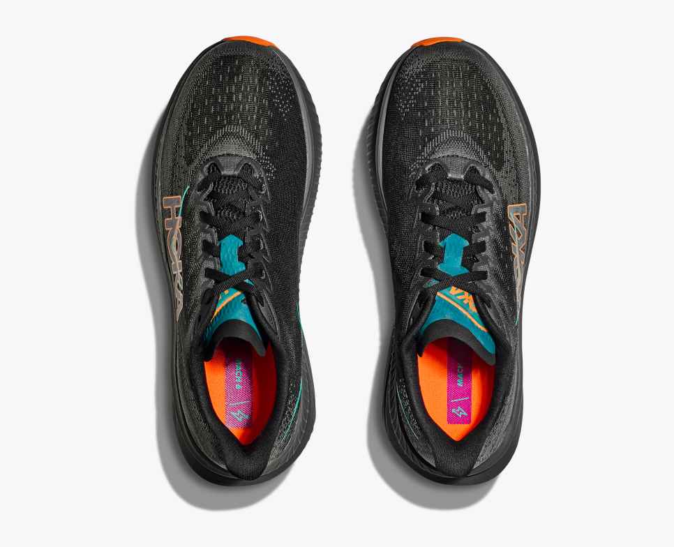 HOKA Mach 6 Zwart / Elektrisch Mandarijn