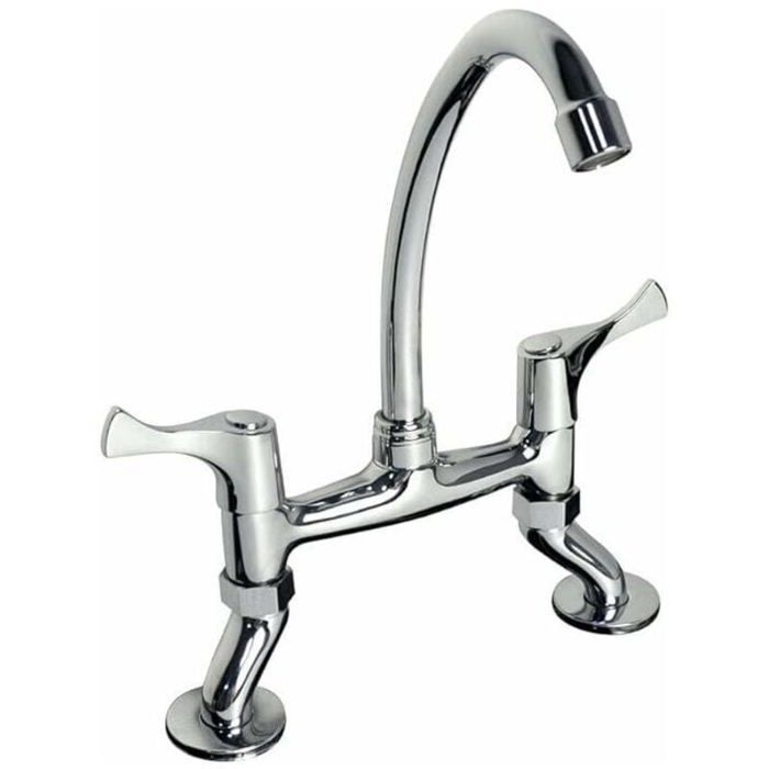 PHASAT Renaissance Retro Mélangeur Cuisine Évier Deux Poignée du Pont Laiton Robinet Mitigeur d'évier Double Poignées de Cuisine