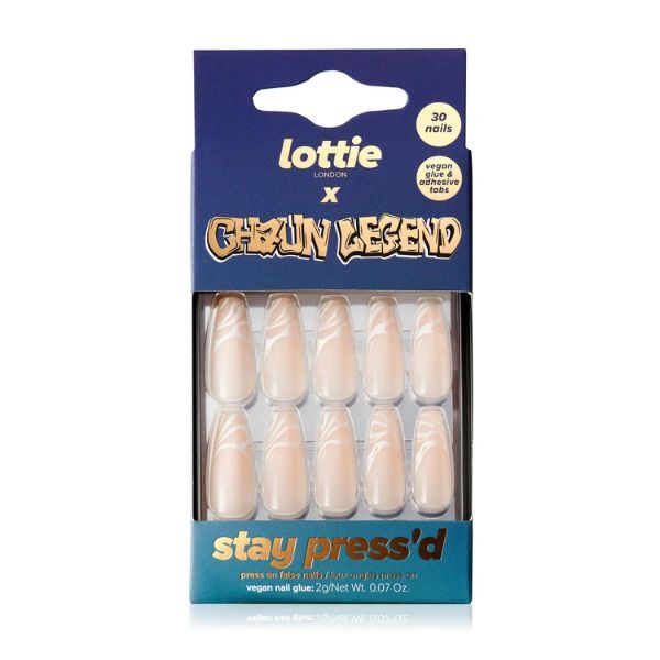 Francouzský twist na nehty Lottie London X Chaun Legend Stay Press On