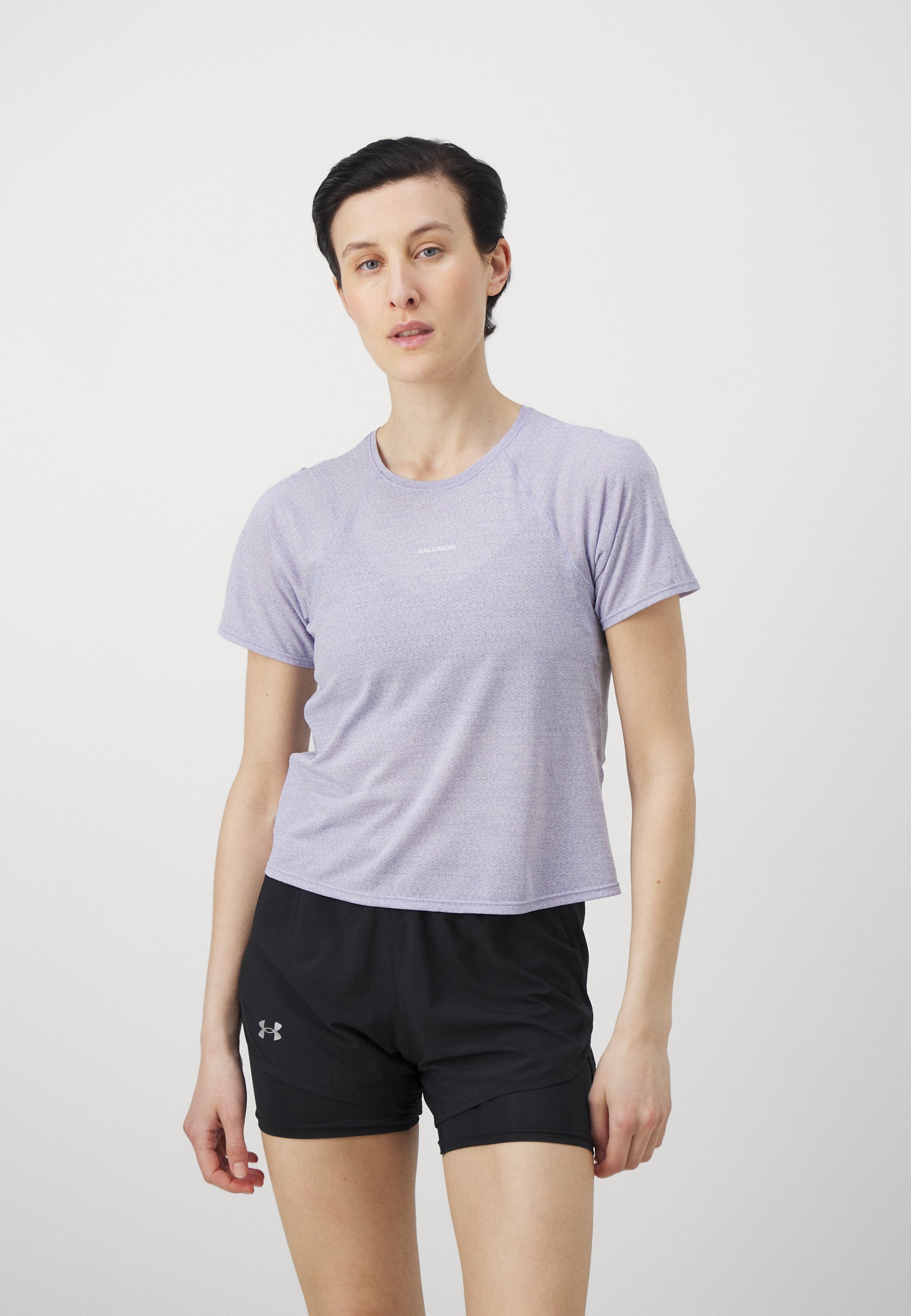 Salomon SHKOUT AIR CROP TEE - T-shirt sportiva - cielo cosmico