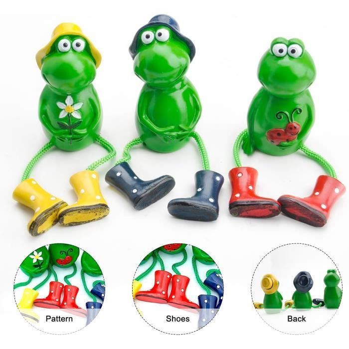 Grenouille Décoration de Jardin,3 pcs Statue de Jardin Grenouille,Figurine Grenouille en Résine,Mini Bassin Pot de Jardin Balcon
