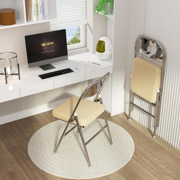 Lot de 4 Chaises Pliante - MIPAN -  Chaises Pu -  Salle à Manger Pliantes Pour Cuisine,Terrasse,Jardin - Max:120 Kg - Jaune