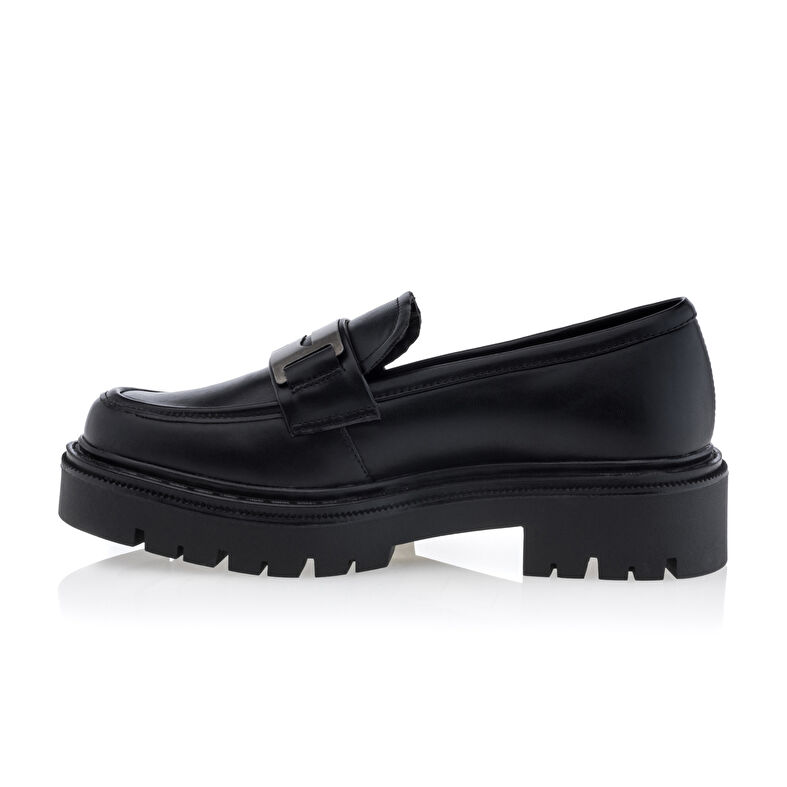 Női fekete mokaszinok/hajócipők
