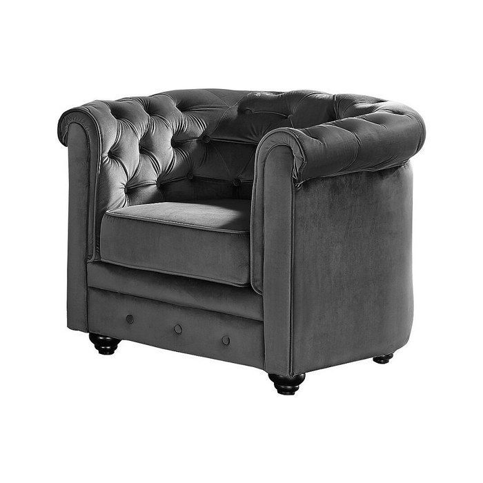 Canapé 3 places et fauteuil CHESTERFIELD - Velours anthracite