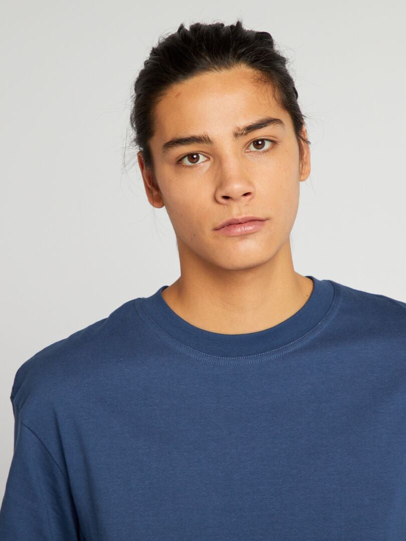 Jersey gebreid T-shirt - BLAUW