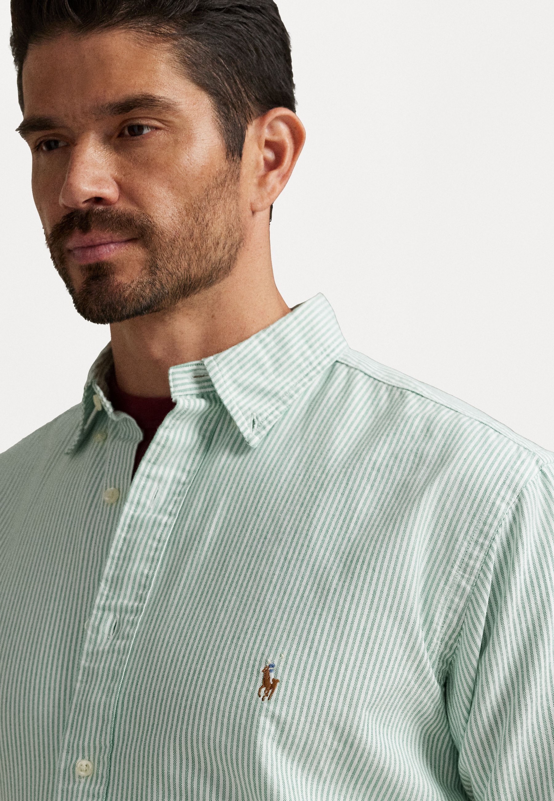 Polo Ralph Lauren Big & Tall LONG SLEEVE SPORT SHIRT - Košeľa - hillside green/white