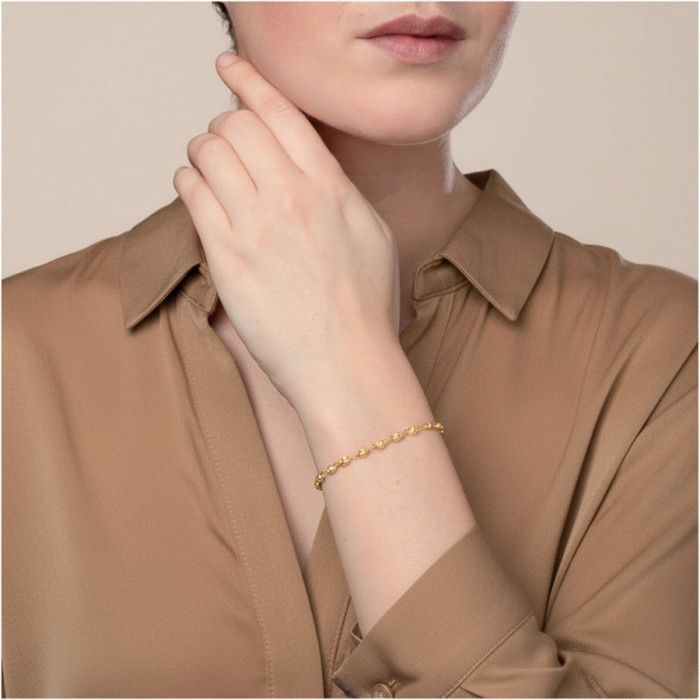 Pulsera de eslabones con forma de grano de café en oro amarillo - Para mujer