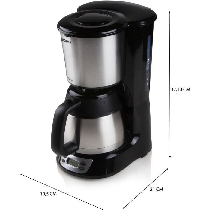 Filter coffee maker - DOMO - DO709K - 1000 W - 1 L - 8 cups - LCD screen - 24-hour timer - Stainless steel