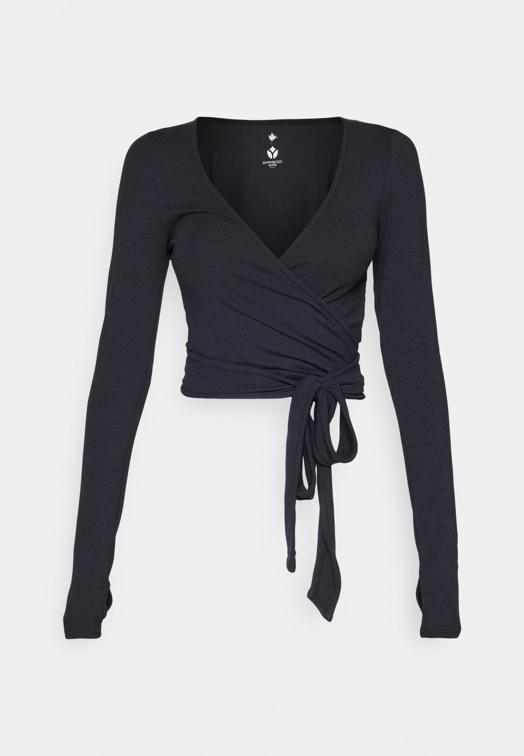 LONG SLEEVE YOGA WRAP TOP - Topper langermet - black