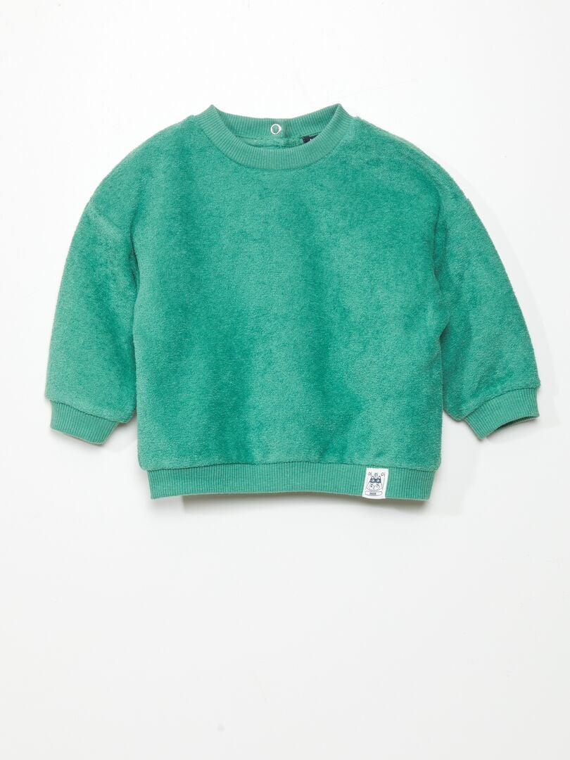 Oversized badstof sweatshirt - Unisex - GROEN