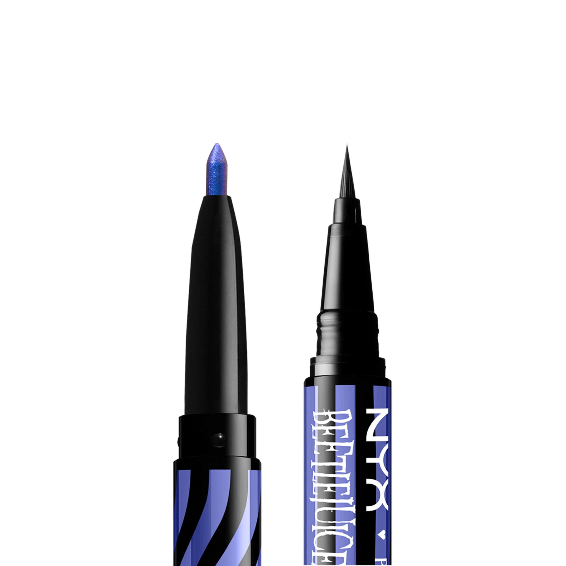 Tuș de ochi Beetlejuice Pinstripe Duo Negru + Crom Violet - NYX Professional Makeup