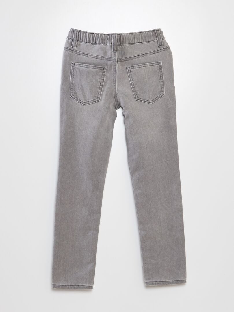 Jeans met elastische tailleband en trekkoord - GRIJS