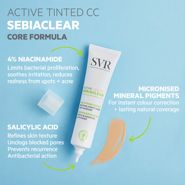 SVR SEBIACLEAR ACTIVE Cremă CC perfecționantă anti-pete 40 ml