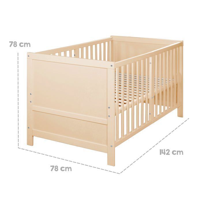 Cuna convertible para bebé - 70 x 140 cm - ROBA - EASY SLEEP - Madera natural