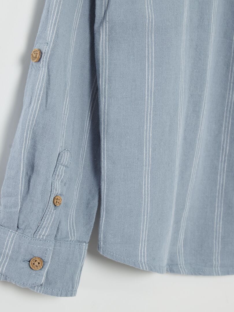 Camisa com mangas dobráveis - AZUL
