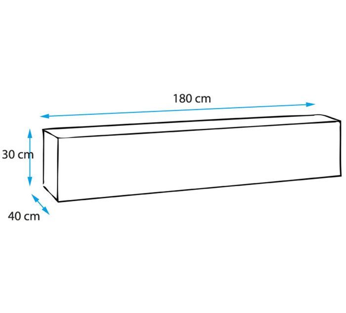 Wandgemonteerd tv-meubel voor de woonkamer | 1 deur met 3 vakken | Eikenhouten afwerking | B 180 x D 40 x H 30 cm | Model Aitana M2