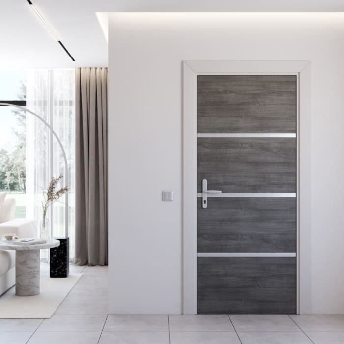 Kit di ristrutturazione per porte interne - NORDLINGER PRO - 4 pannelli 85 x 50 cm e 3 profili 85 x 2 cm - Grigio agata