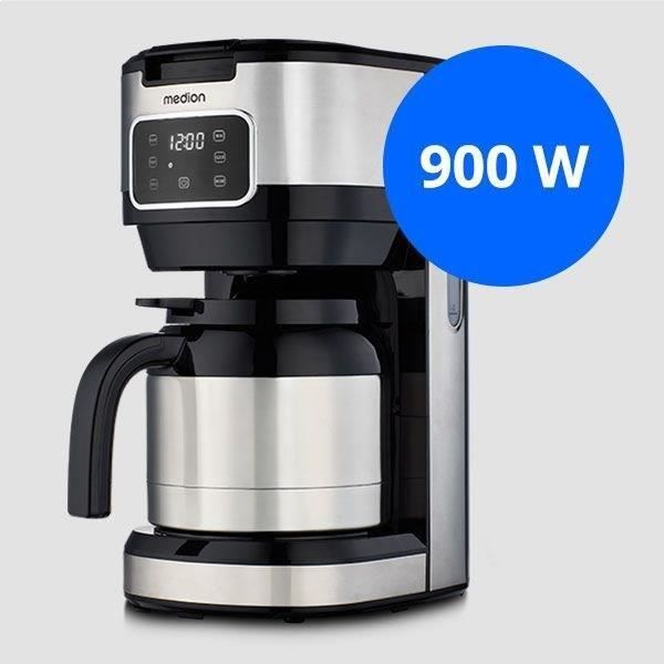 MEDION Caffettiera digitale con filtro isolato - 900W - 1,2L - Argento
