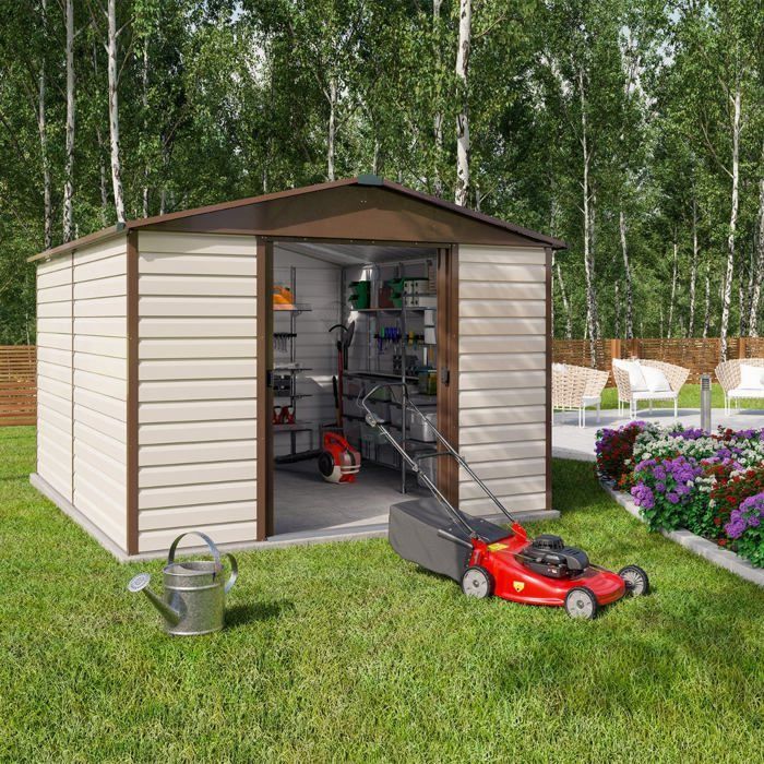 Casetta da giardino in metallo Yardmaster da 10,46 m² + kit di ancoraggio