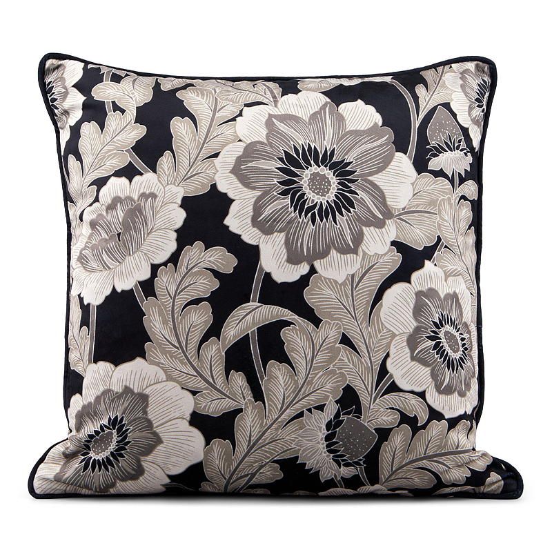 Housse de coussin 45x45 cm beige à fleurs