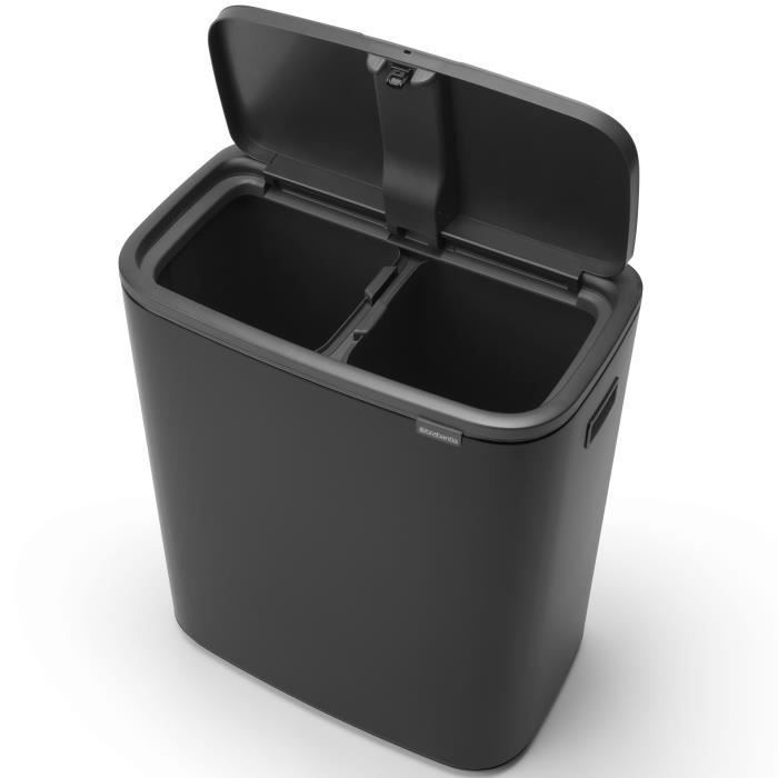 Lixeira Brabantia Bo Touch - Com 2 baldes internos - 2 x 30 L - Preto fosco