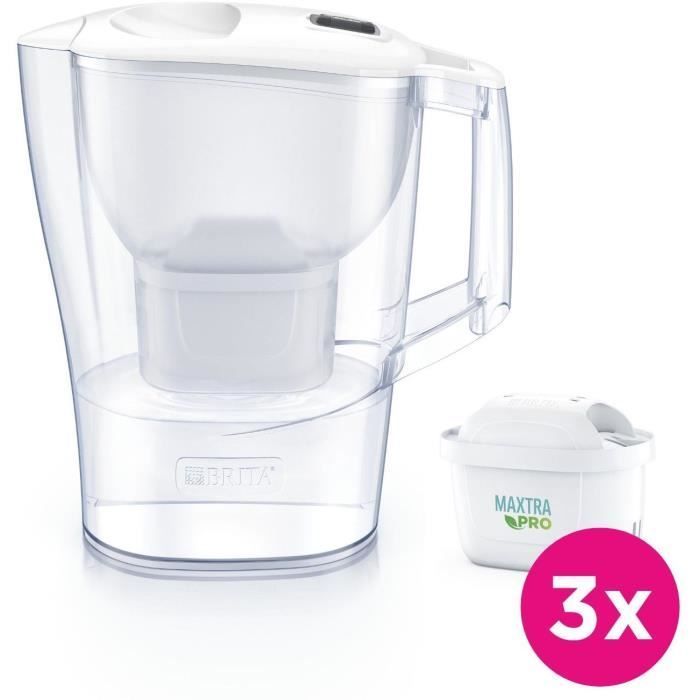 BRITA Aluna Calendar White Water Filter Jug - 2.4L Capacity (1.4L Filtered Water) - 3 Maxtra Pro All-In-1 Filters Included