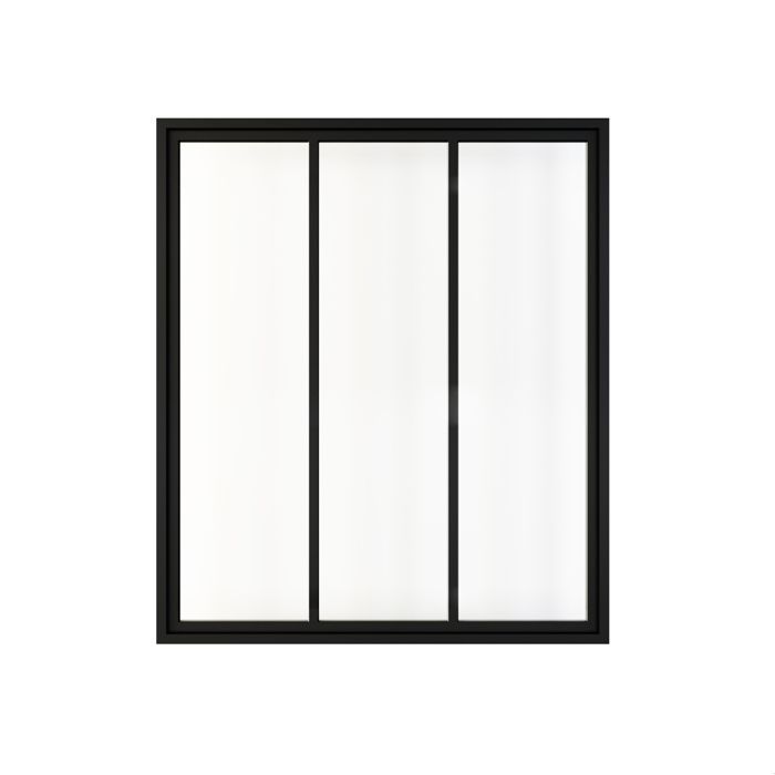 Schulte workshop-style glass roof, H.108 x W.93 cm, interior window, 3 clear panes, matte black frame and profiles, ready to install