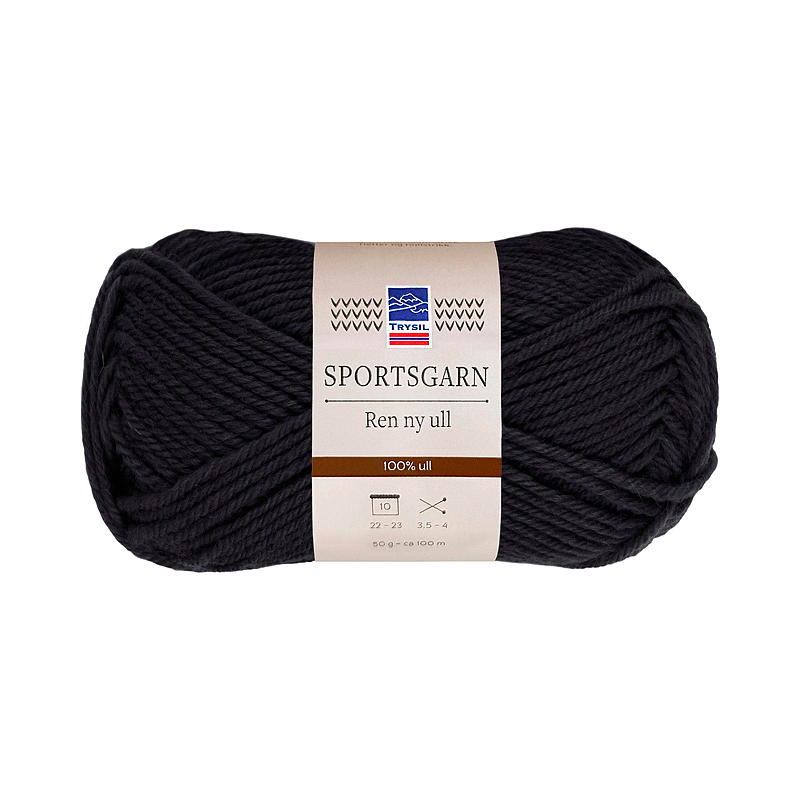 Trysil Sports garen, 100% zuivere nieuwe wol, zwart