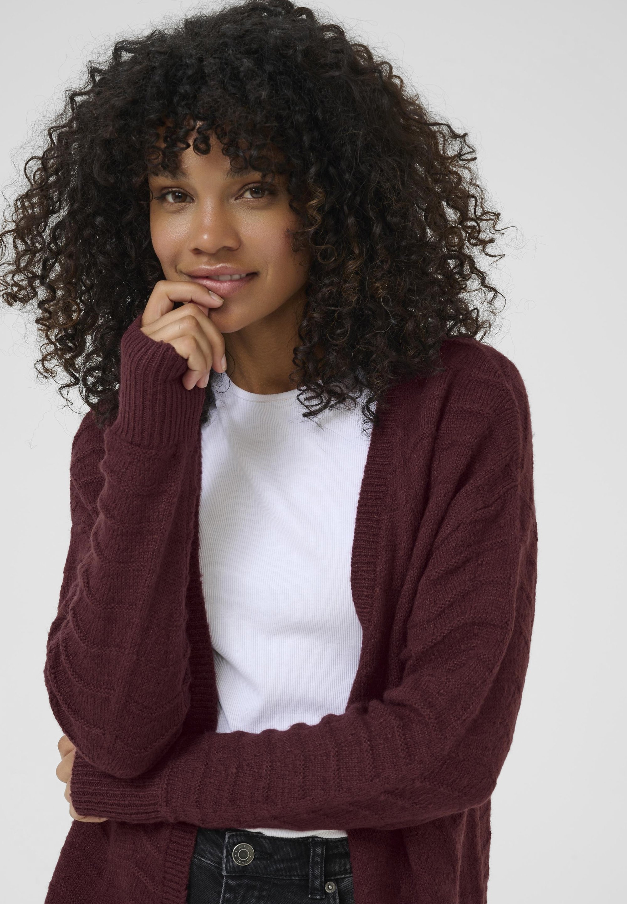 Kaffe EMRIA - Strickjacke - windsor wine