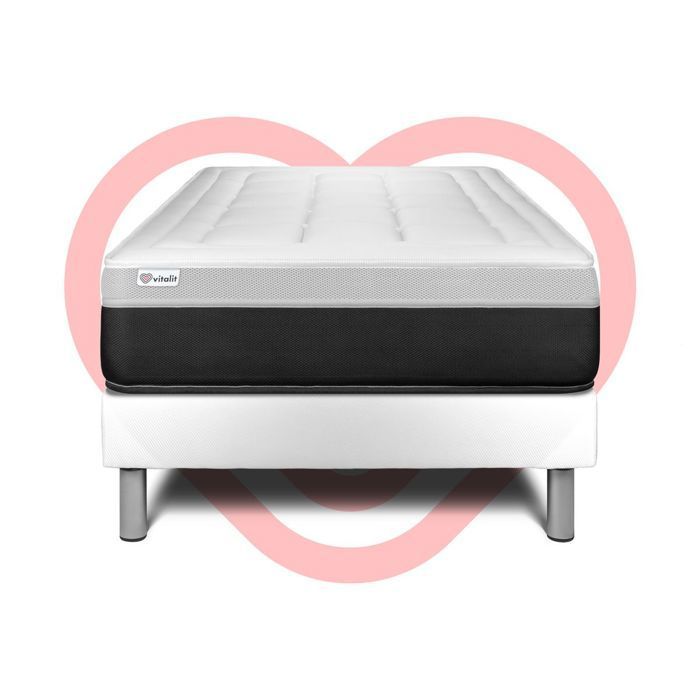 Mattress and bed base set 90x200 cm - White bed base (assembly required) - Vital Form White