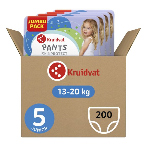 Kruidvat 5 Junior blöjbyxor volympaket<br>storlek 5 (13-20 kg), 200 stycken
