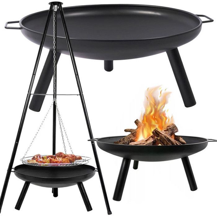 BBQ Barbecue Brasero Suspendu HK-888 avec Trépied et Grille