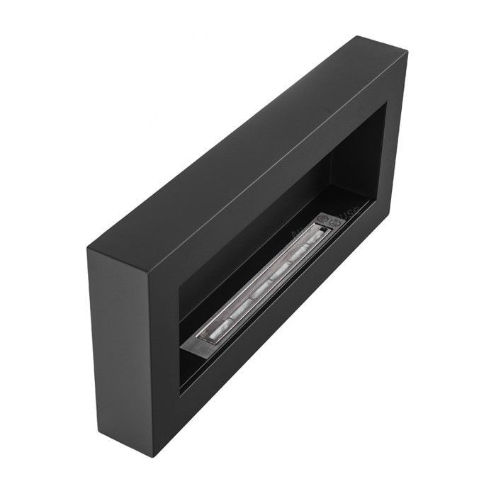 Schwarzer Bioethanol-Kamin BOX 900 mm. Wandmontierter Ethanol-Kamin.