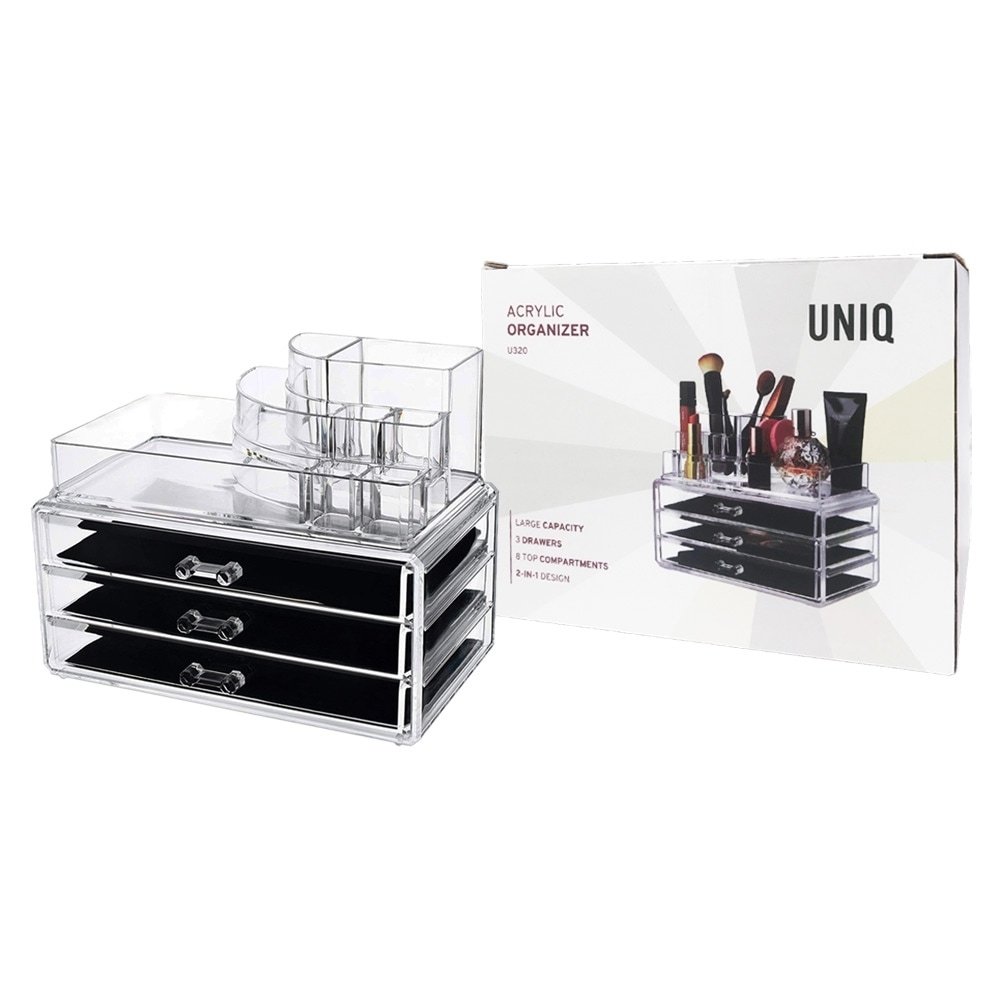 UNIQ Beautycase organizator za šminku s 3 ladice i 8 odjeljaka – prozirni