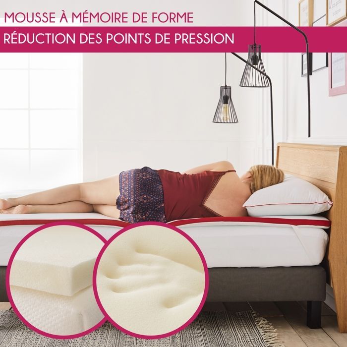 Surmatelas - MY LOVELY BED - 90x190/200cm - Déhoussable - 5cm d'épaisseur - Mousse à mémoire de forme