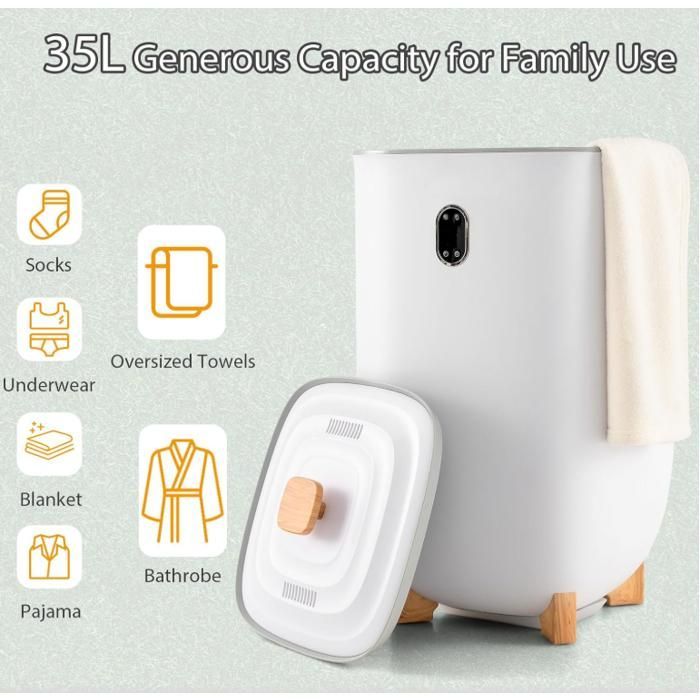 LIFEZEAL Scaldasalviette elettrico da 35 litri - Con modalità di asciugatura e funzione timer - Per bagno, accappatoio, coperta