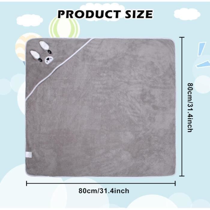 Toalla de baño para bebé, capa de baño con capucha para bebé, juego de 3 toallas de baño para bebé de 80x80 cm, toalla de baño con capucha para bebé