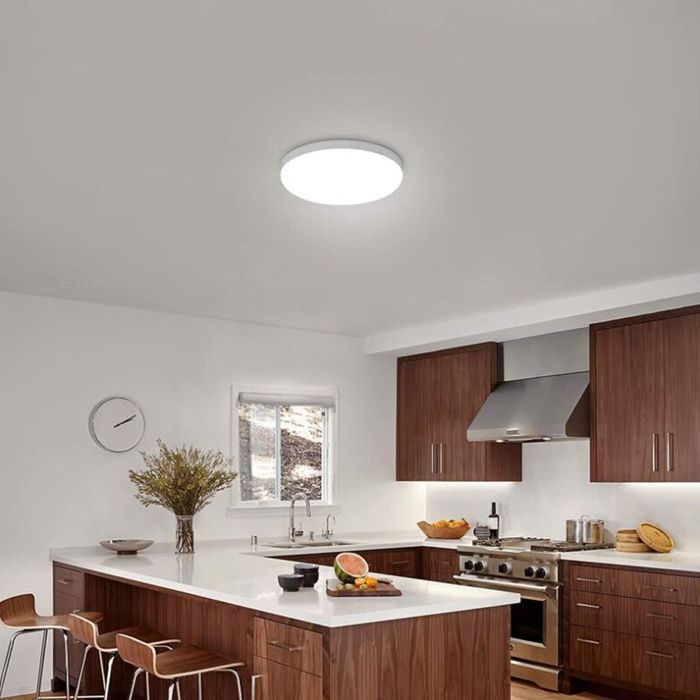 Plafonnier LED rond salle de bain : IP54, 6500K blanc froid, 30W 30cm, pour chambre/cuisine/salon
