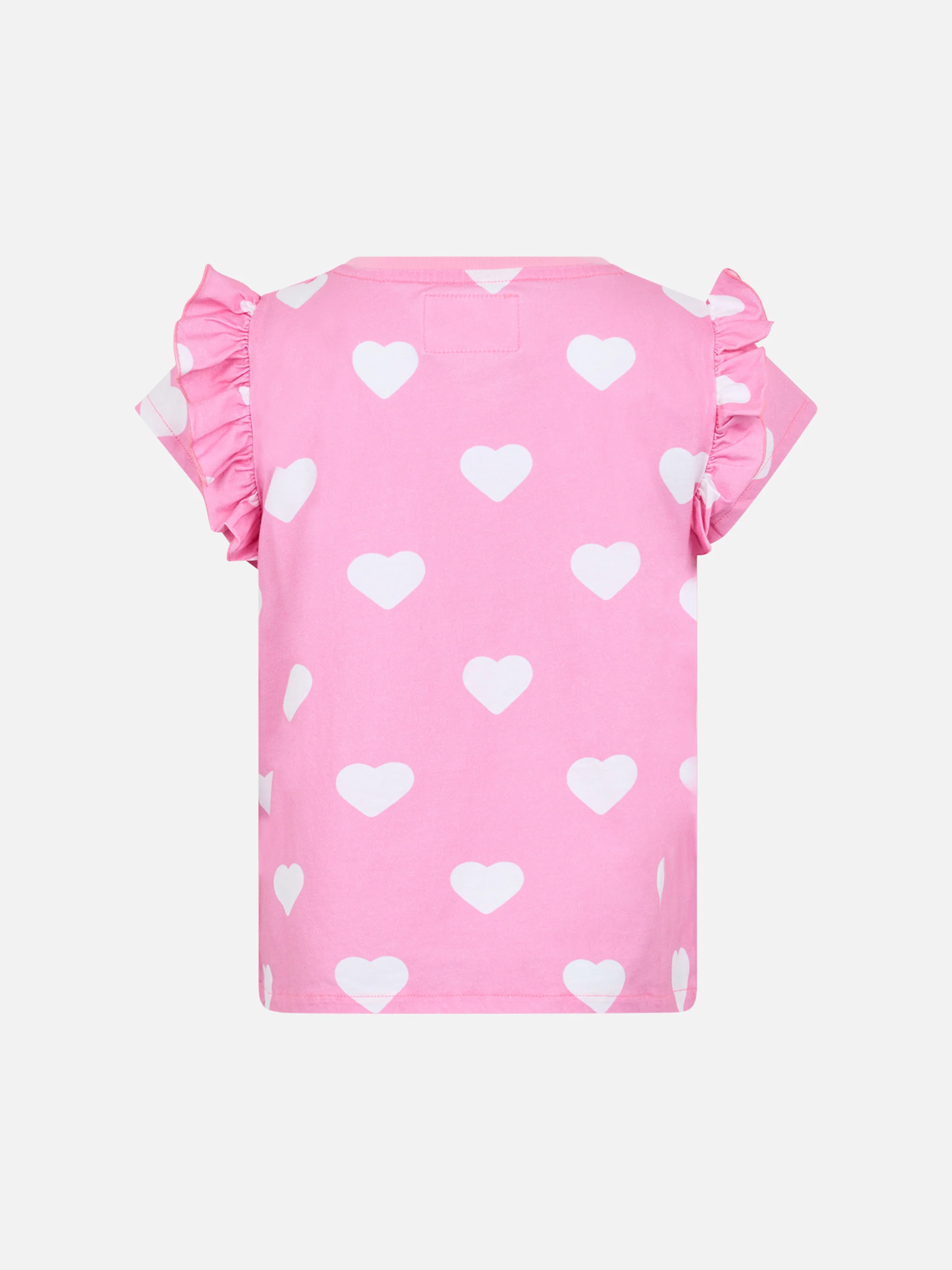 Katoenen T-shirt voor meisjes met ruches en borduurwerk.
