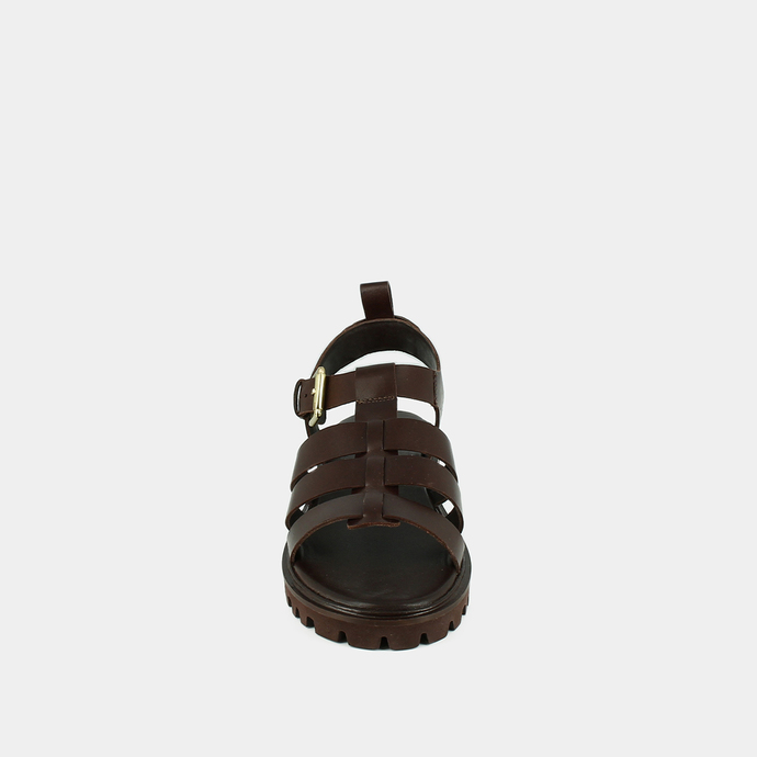 Sandales ouvertes  en cuir marron foncé