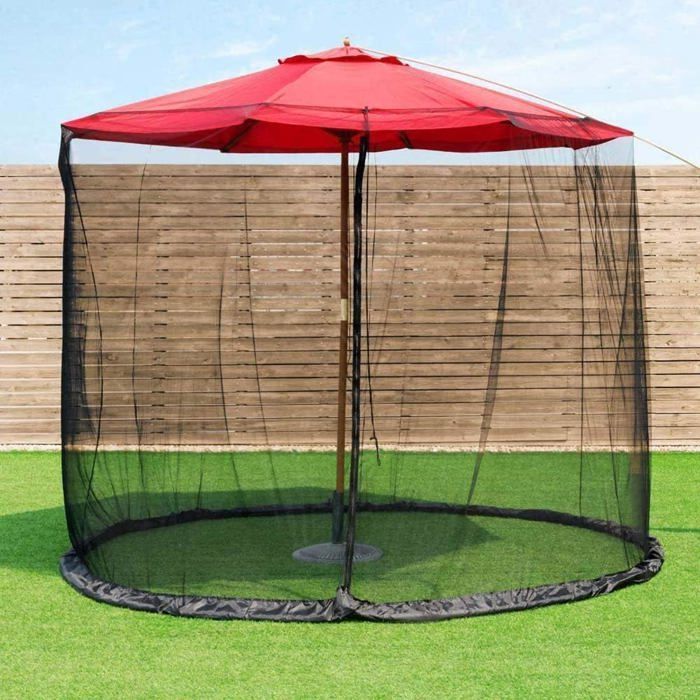 Telo copriombrellone da giardino con zanzariera, cerniera pieghevole, rete antizanzare, disponibile in diversi colori.