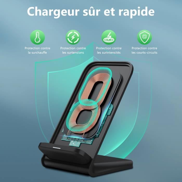 Chargeur sans Fil, 15W Certifié Qi, Brillsten, Induction avec Double Bobine, pour tout appareil compatible avec le chargement sans