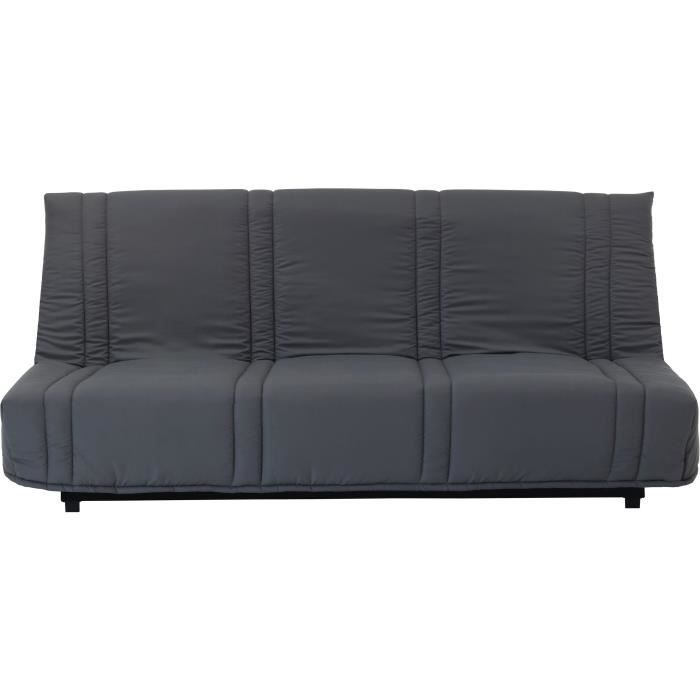 Sofá cama de 3 plazas con sistema clic-clac - color antracita - Estilo contemporáneo - Ancho 193 x Profundidad 92 cm - LENA