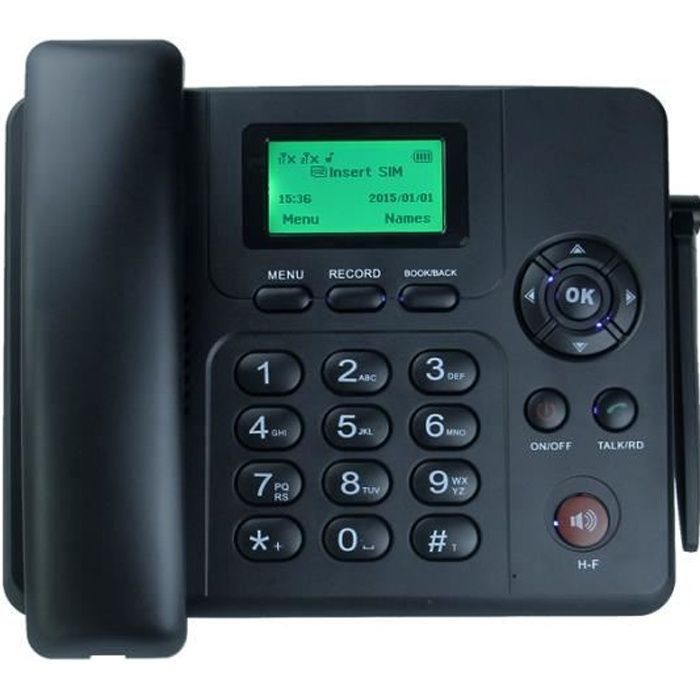 Téléphone fixe GSM - ANTCOOL - Double carte SIM + TF - Noir - Mains libres
