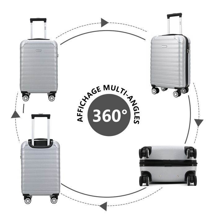 Maleta de cabina de 55×35×20 cm – Ligera, resistente a los golpes, con carcasa rígida de ABS, cerradura de combinación y 4 ruedas – Compatible con Ryanair – Gris