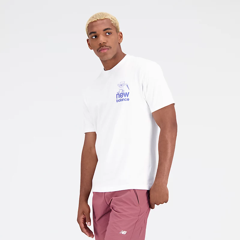 Essentials Herren-T-Shirt „Always Half Full“ aus Jersey-Baumwolle – WEISS MEHRFACH